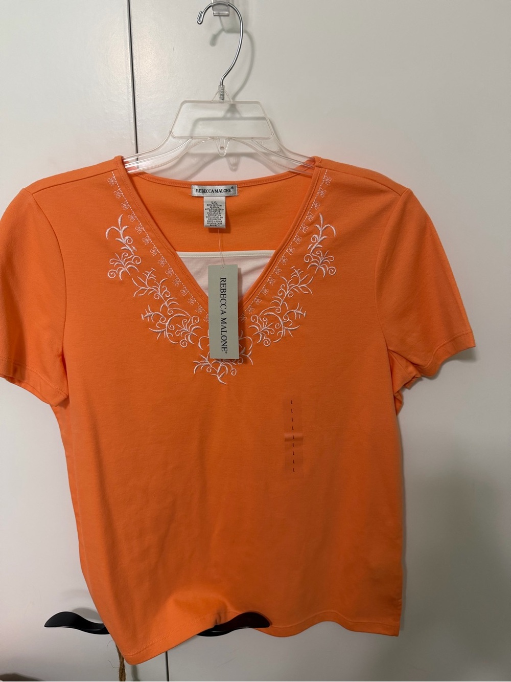 Rebecca Malone Orange Embroidery T-Shirt